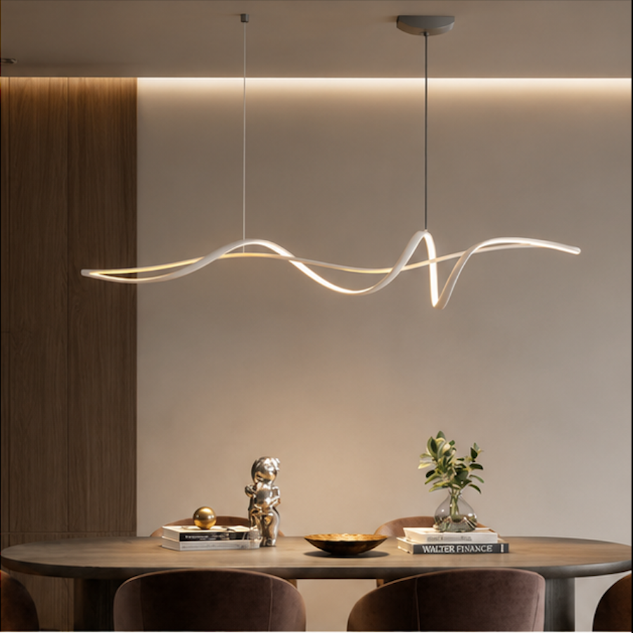 Suspension Luminaire LED Ruban Chromé – Ruban
