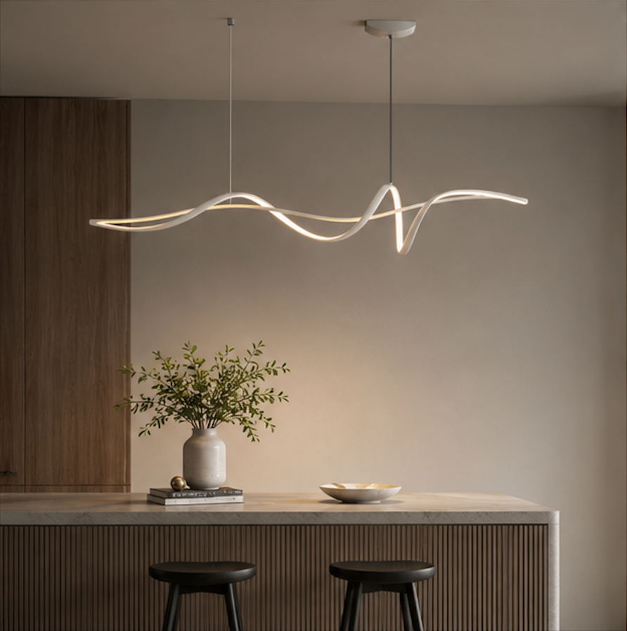 Suspension Luminaire LED Ruban Chromé – Ruban
