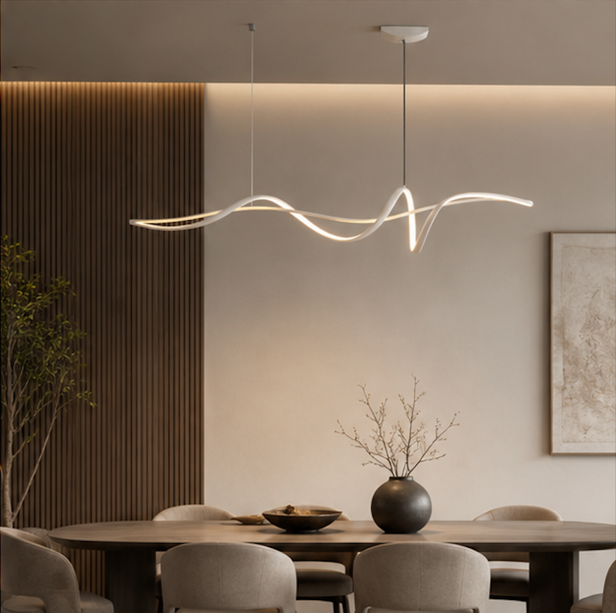 Suspension Luminaire LED Ruban Chromé – Ruban