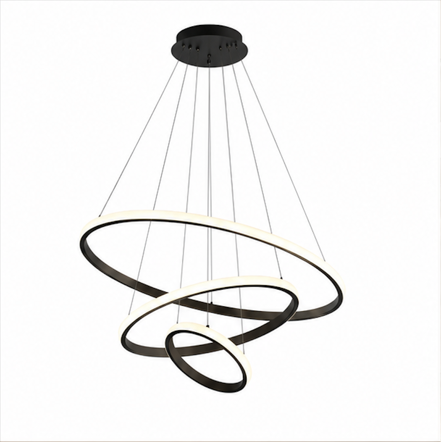 Suspension Luminaire LED Anneaux Noirs – Orion