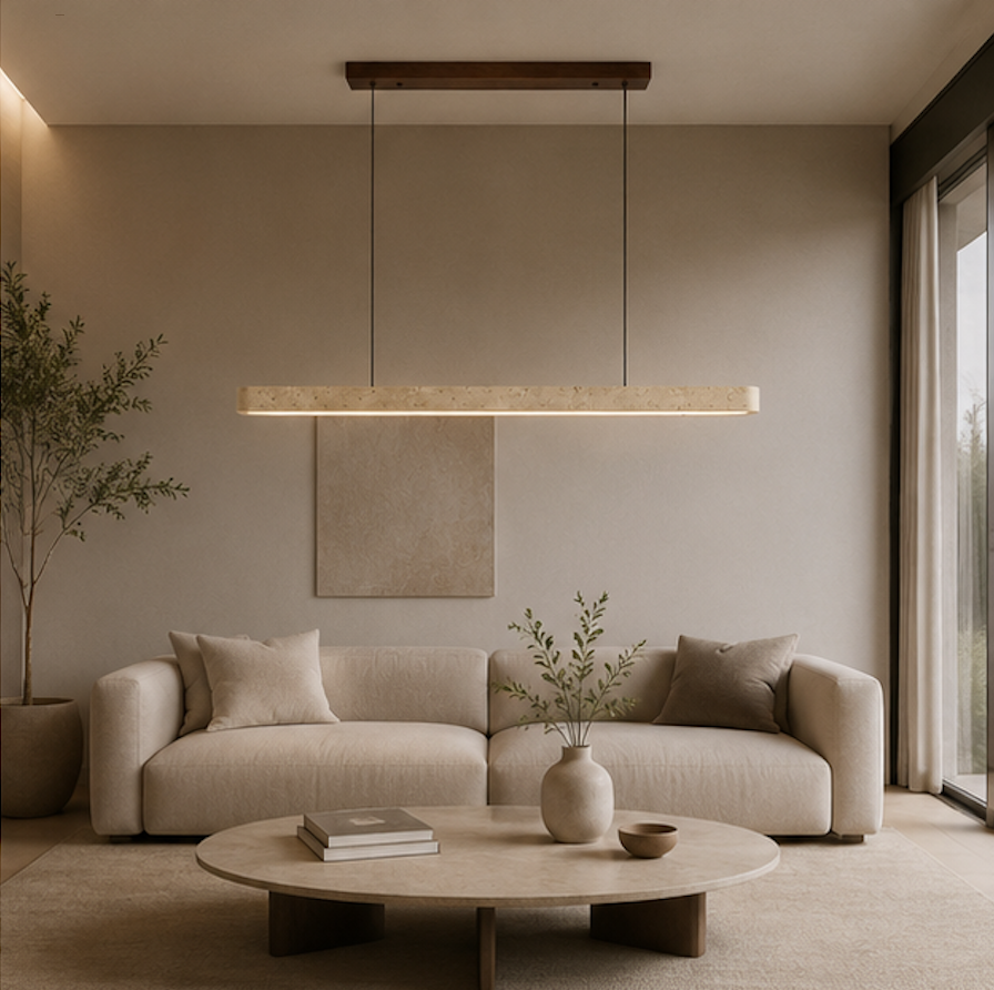 Suspension Luminaire Linéaire en Pierre Naturelle – Linea