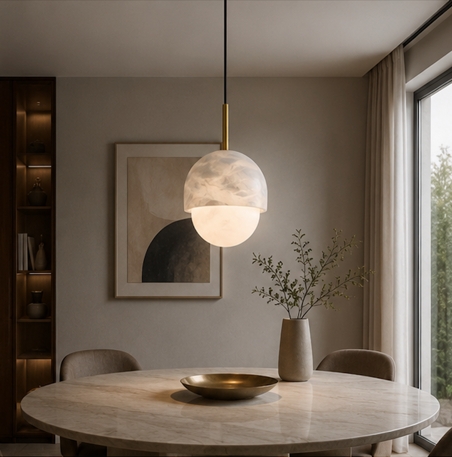 Suspension Luminaire Marbre et Cuivre – Maris