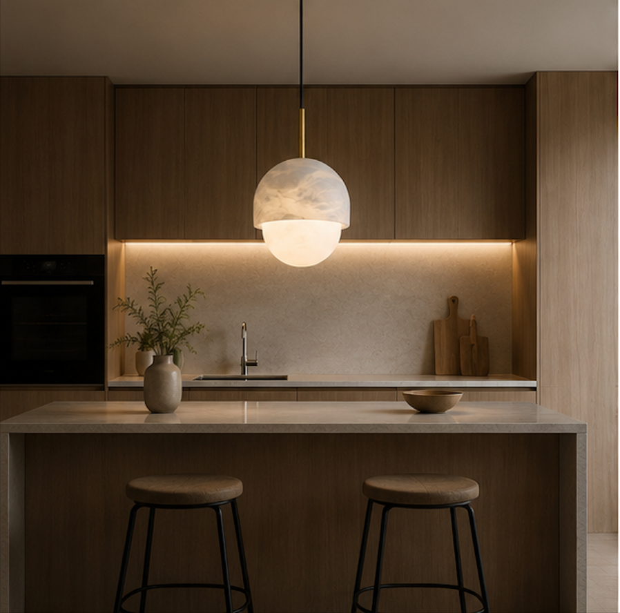Suspension Luminaire Marbre et Cuivre – Maris