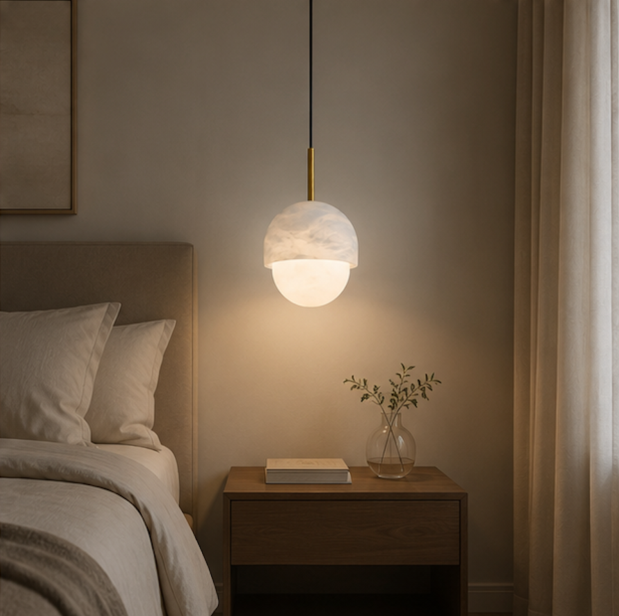 Suspension Luminaire Marbre et Cuivre – Maris