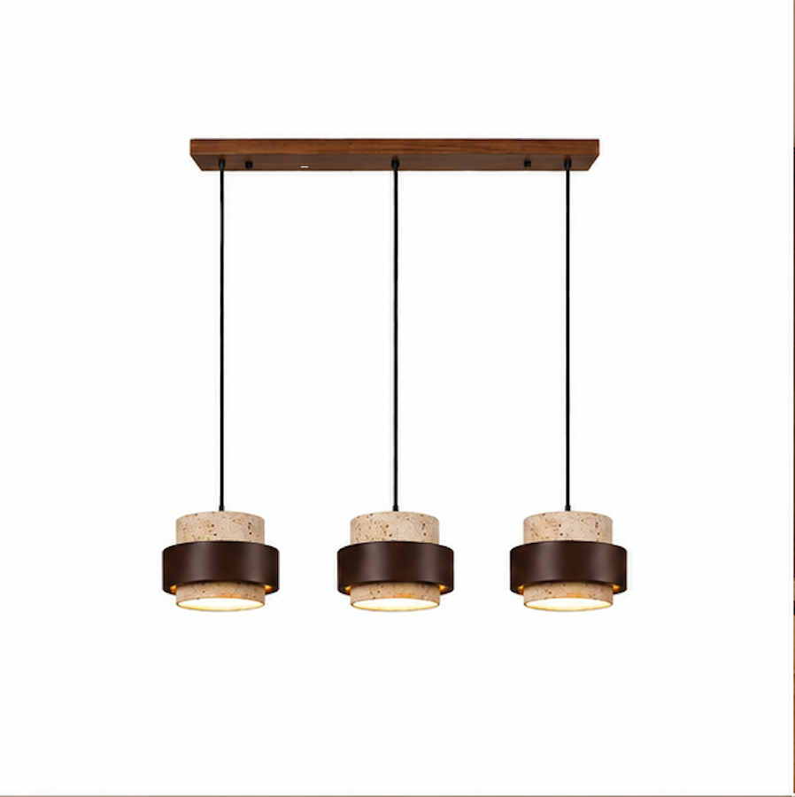 Suspension Luminaire 3 Lampes en Pierre Naturelle – Petra
