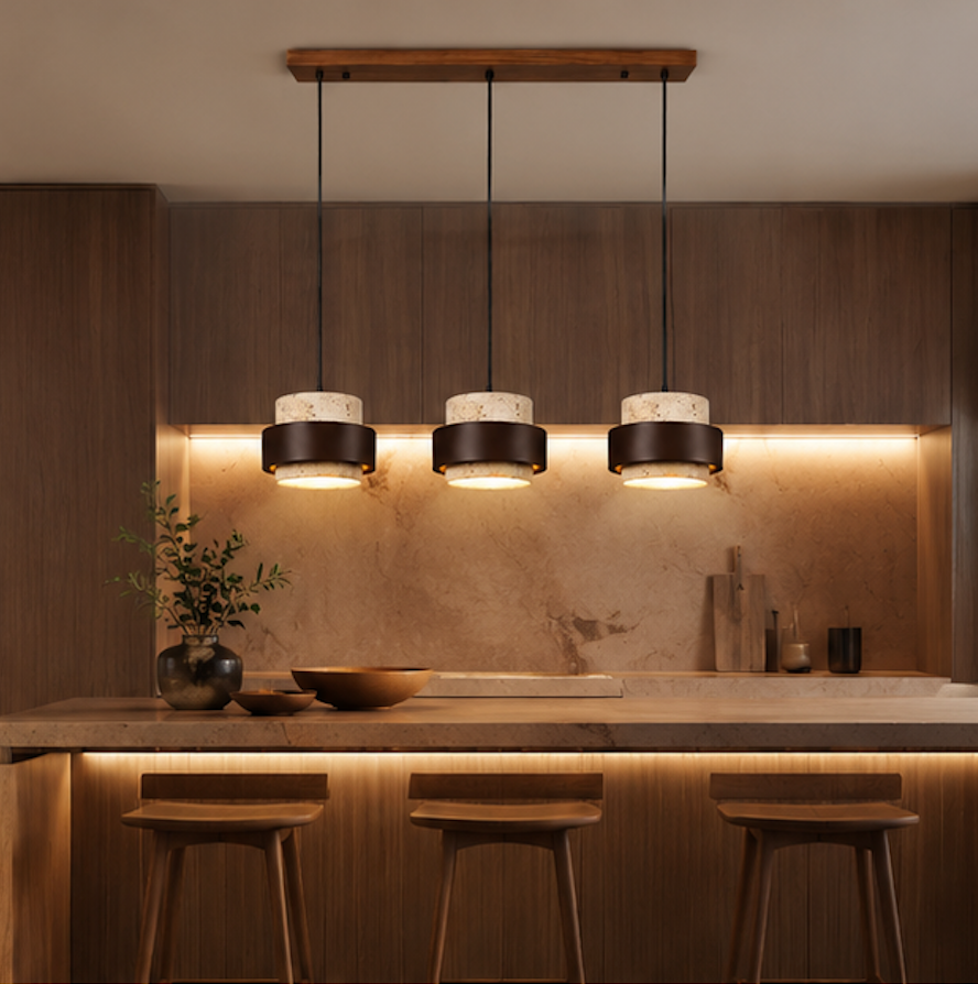 Suspension Luminaire 3 Lampes en Pierre Naturelle – Petra