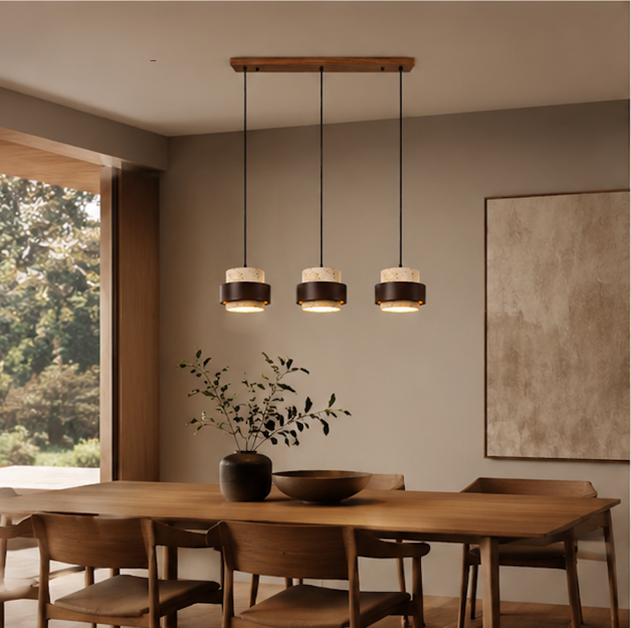 Suspension Luminaire 3 Lampes en Pierre Naturelle – Petra