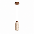 Suspension Luminaire Cylindrique en Pierre Naturelle et Bois – Seki