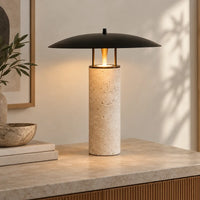 Lampe travertin disque | Rochelia
