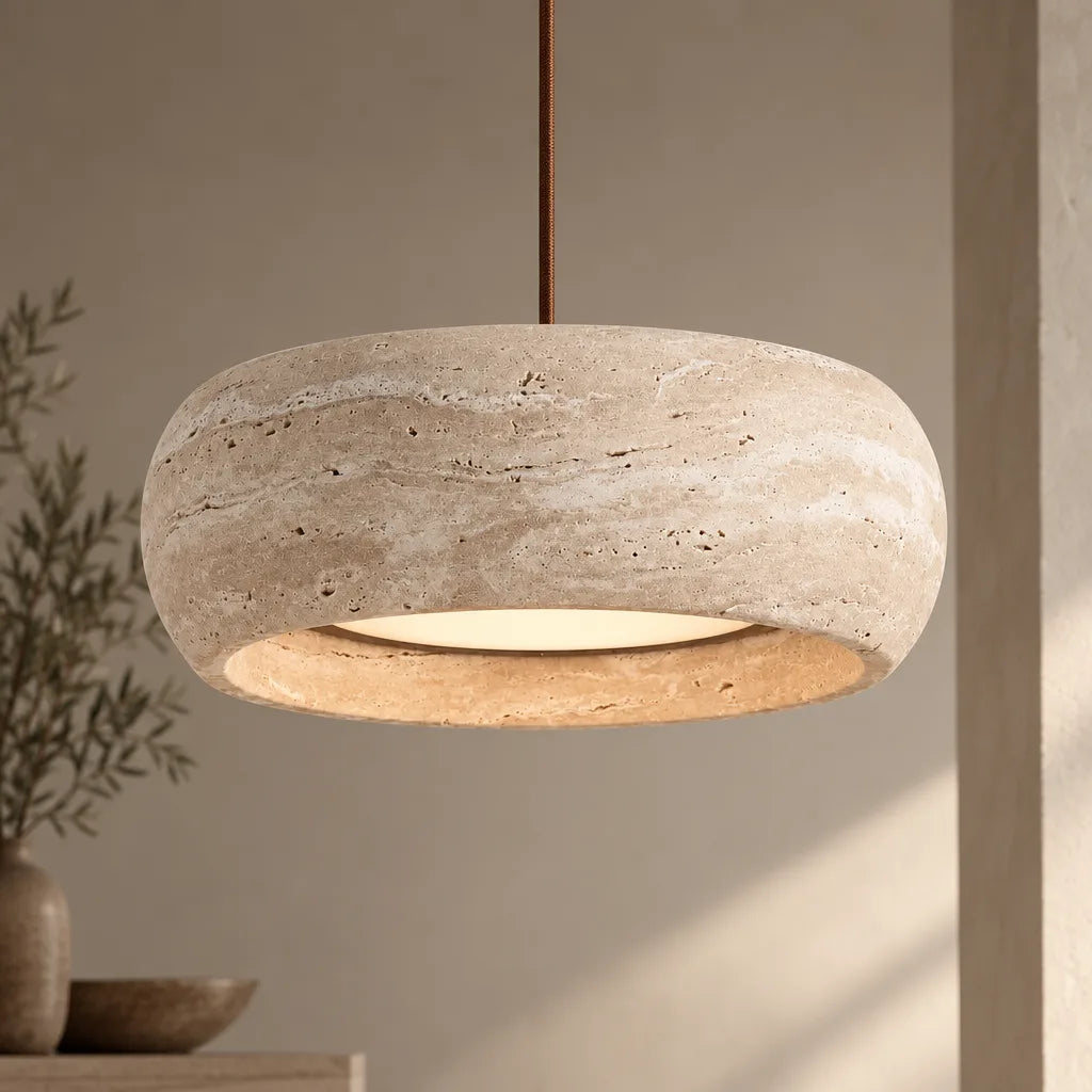 Suspension luminaire travertin | Petra Aura