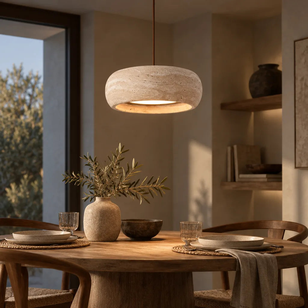 Suspension luminaire travertin | Petra Aura