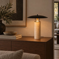Lampe travertin disque | Rochelia