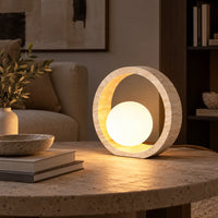 Lampe socle travertin | Halo Stone