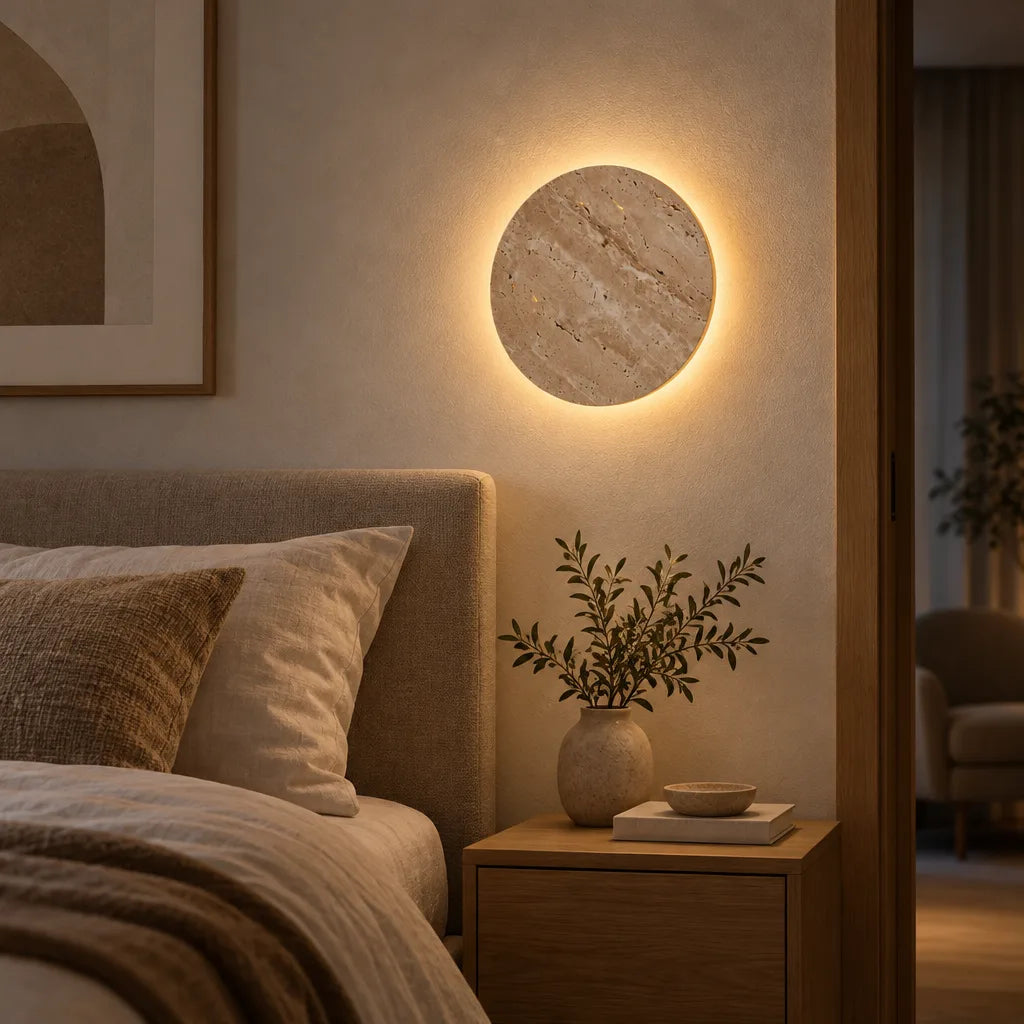 Applique murale disque | Travertin Halo