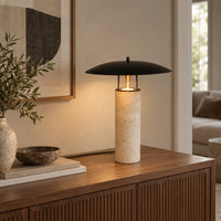 Lampe travertin disque | Rochelia