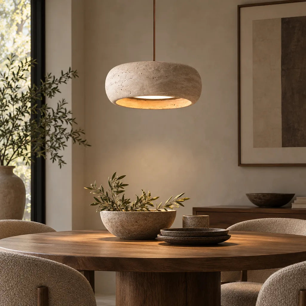Suspension luminaire travertin | Petra Aura