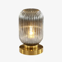 Lampe de chevet verre fumé et laiton – Ambrine