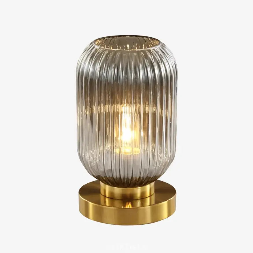 Lampe de chevet verre fumé et laiton – Ambrine